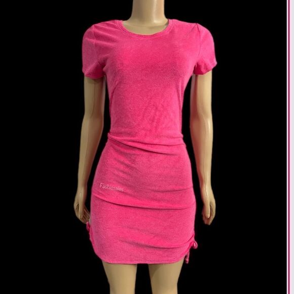 Victorias Secret Pink Beach Terry Ruched Sides Dress Pink - Picture 2 of 10